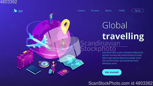 Image of Global travelling isometric 3D landing page.