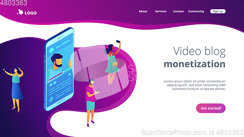 Image of Vlog isometric 3D landing page.