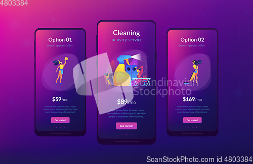 Image of Commercial cleaning app interface template.