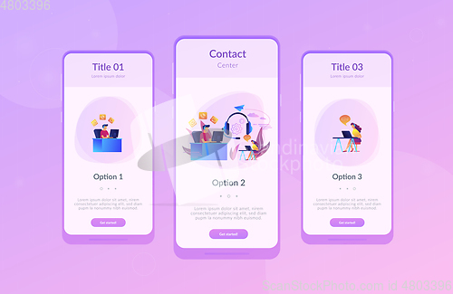 Image of Contact center app interface template.