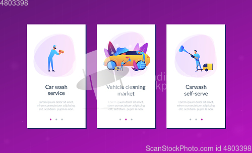 Image of Car wash service app interface template.