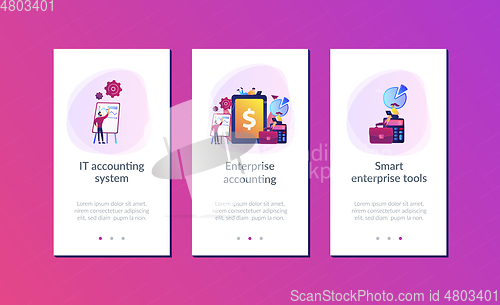 Image of Enterprise accounting app interface template.