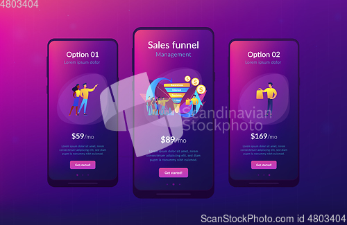 Image of Sales funnel management app interface template.