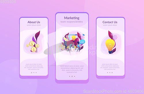 Image of Digital marketing team app interface template.