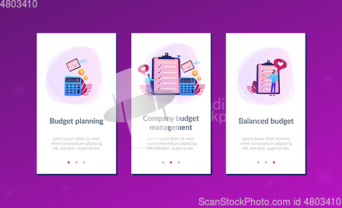 Image of Budget planning app interface template.