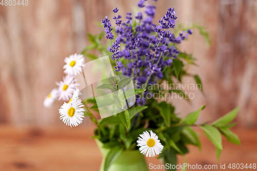 Image of close up of bunch of herbs and flowers