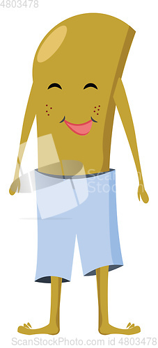 Image of Clipart of green-colored smiling monster in blue-colored shorts 