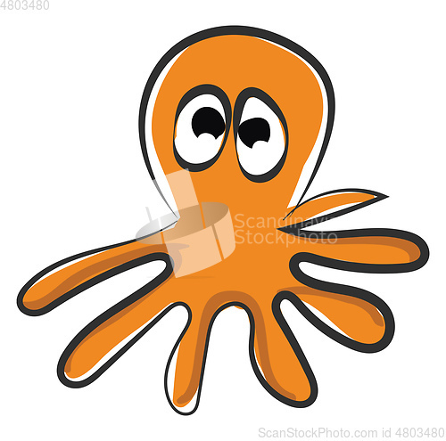 Image of Cartoon brown octopus vector or color illustration