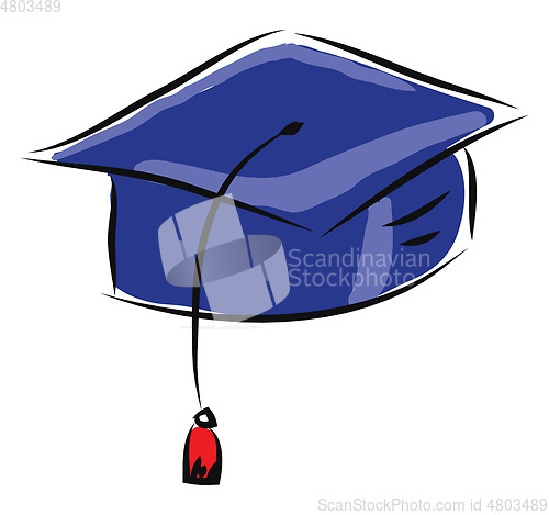 Image of Dark blue graduation cap vector illustration on white background