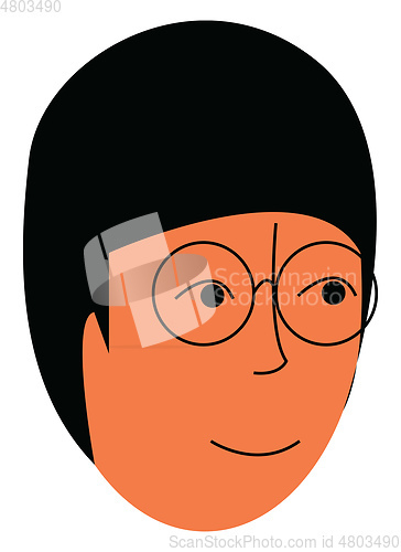 Image of Black hair nerdy girl\'s portrait vector or color illustration
