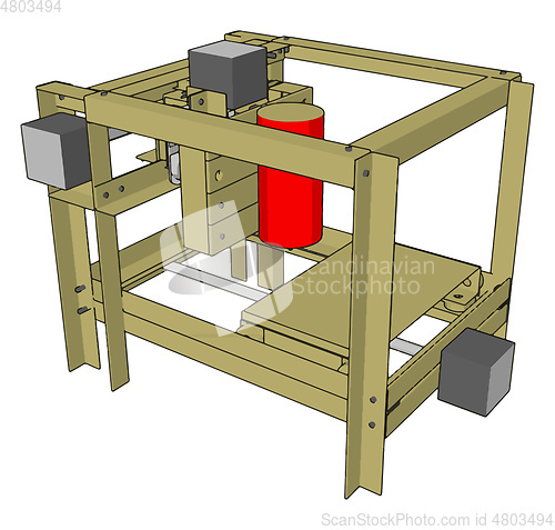 Image of Vector illustration of a cnc machine on white background