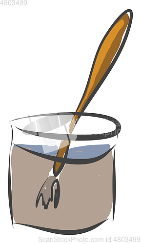 Image of Dirty paint brush in a can with dirty water vector illustration 