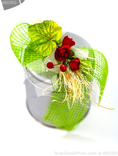 Image of metal gift box with beautiful decoration