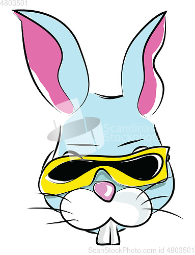 Image of A hare with crooked teeth wearing a retro style glass vector col