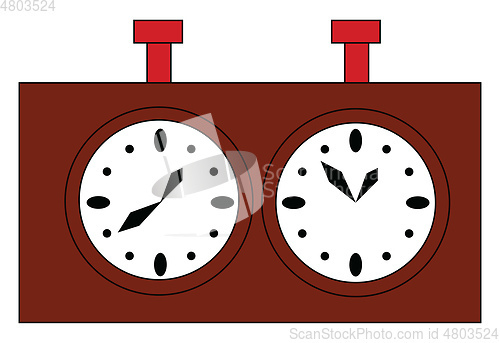 Image of Simple vector illustration of a brown chess clock on white backg