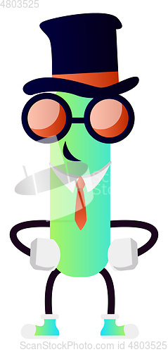 Image of Neon letter I with hat and sunglasses vector illustration on whi