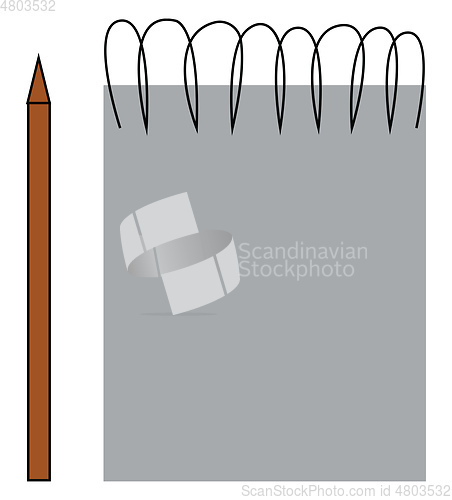 Image of A sketchbook and pencil set vector or color illustration