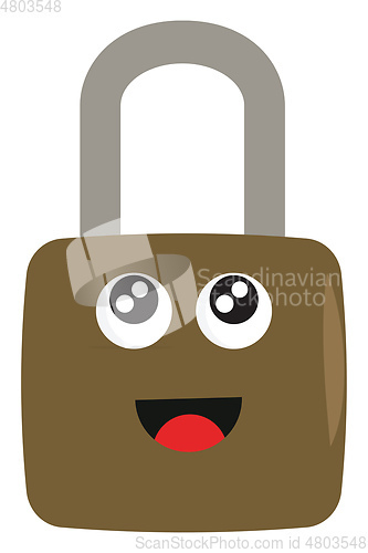 Image of Light brown lock with big eyes and happy face vector illustratio