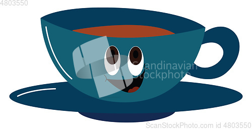 Image of Emoji of a happy cup on a saucer vector or color illustration
