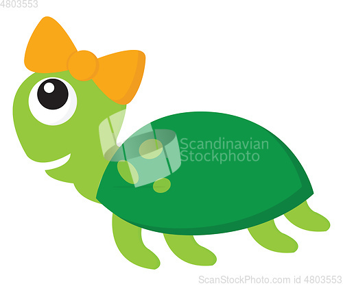 Image of A female turtle with a bow on its head looks cute vector or colo