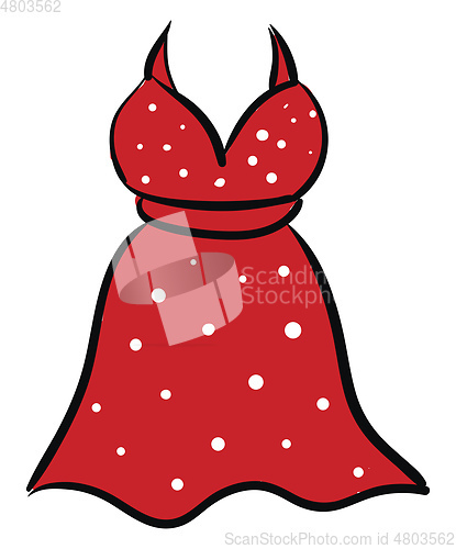 Image of Clipart of a showcase red-colored gown vector or color illustrat
