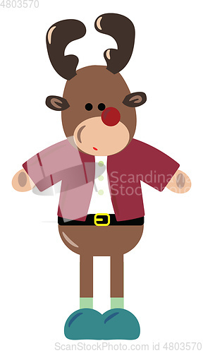 Image of Reindeer with pink gloves vector or color illustration