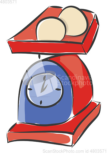 Image of The red and blue weighing machine vector or color illustration