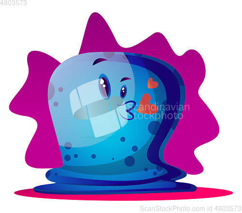 Image of Blue cartoon monster in love vector illustartion on white backgr