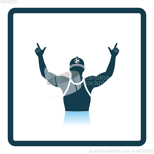 Image of Football fan with hands up icon