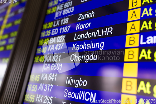 Image of Flights information board in airport