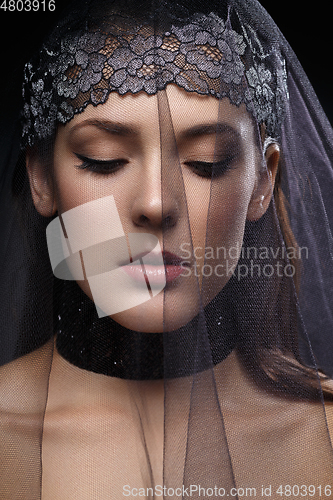 Image of Beautiful black girl with crystal crown