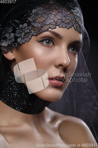 Image of Beautiful black girl with crystal crown