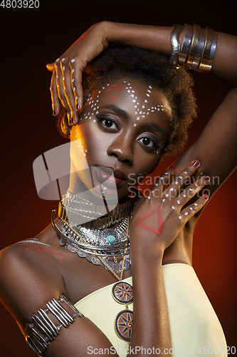 Image of Beautiful black girl with crystal crown