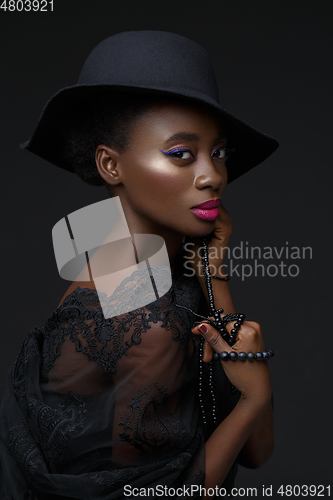 Image of Beautiful black girl with crystal crown