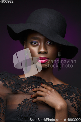 Image of Beautiful black girl with crystal crown