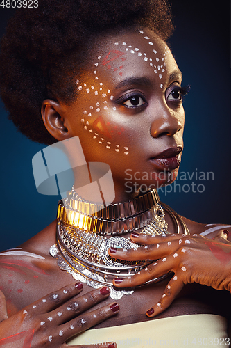 Image of Beautiful black girl with crystal crown