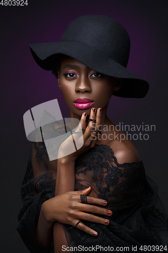 Image of Beautiful black girl with crystal crown