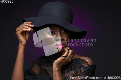 Image of Beautiful black girl with crystal crown