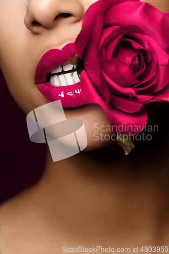 Image of beautiful woman lips closeup