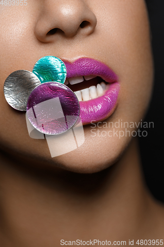 Image of beautiful woman lips closeup