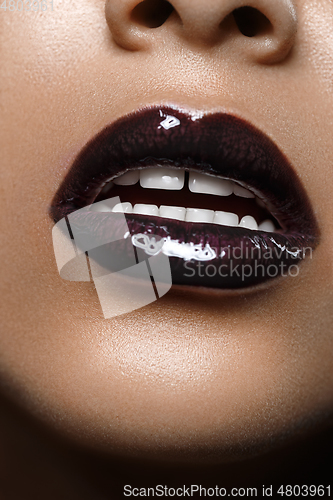 Image of beautiful woman lips closeup