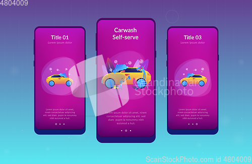 Image of Car wash service app interface template.