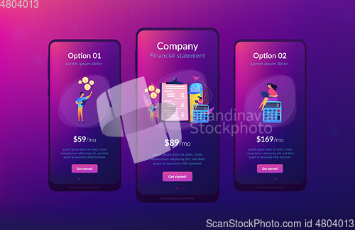 Image of Income statement app interface template.