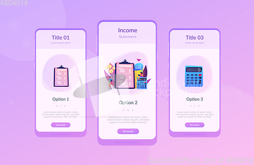 Image of Income statement app interface template.