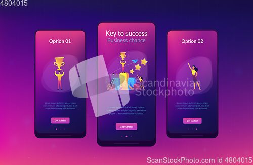Image of Key to success app interface template.
