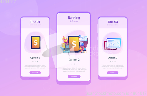 Image of Core banking IT system app interface template.