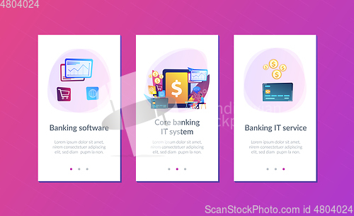 Image of Core banking IT system app interface template.