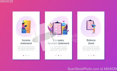 Image of Income statement app interface template.