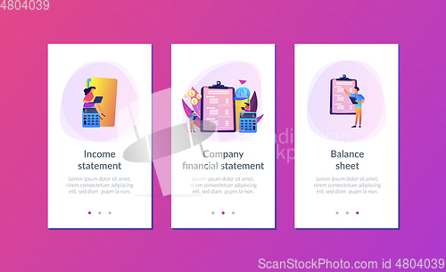 Image of Income statement app interface template.