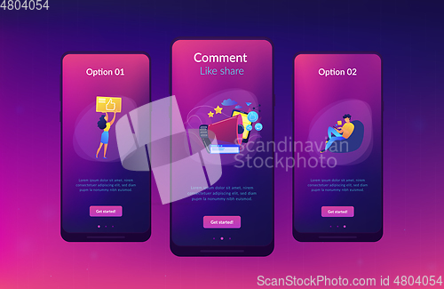 Image of Social networks promotion app interface template.